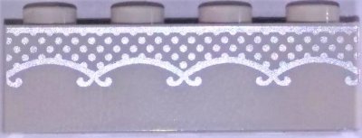 LEGO part Brick 1 x 4 with Silver Lace Pattern (BrickHeadz Bride Torso) (3010pb282)