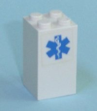 LEGO part Stein 2 x 2 x 3 mit EMT Rettungsstern-Muster (Aufkleber) - Set 7892 30145pb003