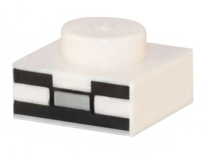 LEGO part Plate 1 x 1 with Black and Light Bluish Gray Rectangles Pattern (Minecraft Skeleton Face) (3024pb022)