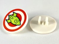 LEGO part Verkehrsschild 2 x 2 Rund mit Clip mit Roter Zielscheibe und Hellgrün Rakete Muster 30261pb039