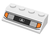 LEGO part Slope 45 2 x 4 with Silver Headlights, Orange Signal Lights, and Black Lines Pattern 3037px1U
