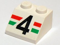LEGO part Slope 45 2 x 2 with Number 4 and Red and Green Stripes Pattern 3039pb006