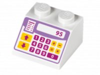LEGO part Schräge 45° 2 x 2 avec Caisse Enregistreuse Lavande Moyen avec Boutons Magenta et Blanc Orange Lumineux dans un Motif 3039pb092