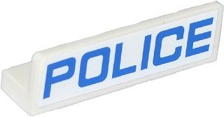 LEGO part Panel 1 x 4 x 1 mit blauem 'POLICE' dünne Schriftart Muster (Aufkleber) - Sets 60047 / 60049 (30413pb044)