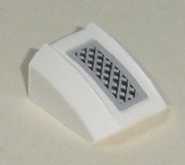 LEGO part Schräge, Gebogen 2 x 2 Lip mit Schwarz und Grau Lüftung Muster (Aufkleber) - Set 7639 (30602pb033)