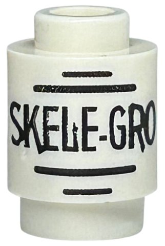LEGO part Mattone, Tondo 1 x 1 con Motivo 'SKELE-GRO' Nero e Linee (3062pb071)