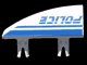 LEGO part Vehículo, Carrocería 1 x 4 Entrada Acampanada Lateral con 2 Pasadores con Patrón 'POLICE' Azul y Rayas Derecha (30647pb06)