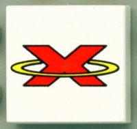 LEGO onderdeel Tegel 2 x 2 met Rood en Geel Extreme Team Logo Patroon 3068pb0035