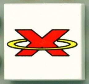 LEGO part Carreau 2 x 2 with Red and Yellow Extreme Team Logo Pattern (3068pb0035)