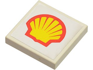 LEGO part Carreau 2 x 2 with Shell Logo Pattern (Sticker) - Set 6378 (3068pb0150)