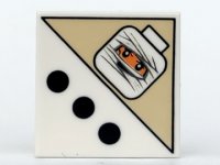 LEGO part Tile 2 x 2 with 3 Black Dots and Mummy Head Pattern 3068pb0194