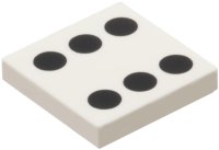 LEGO part Tile 2 x 2 with 6 Black Dots Pattern 3068pb0293