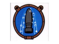 LEGO part Tile 2 x 2 with Torpedo and Bubbles in Porthole Pattern 3068pb0358