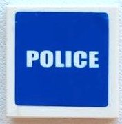 LEGO part Fliese 2 x 2 mit weißem 'POLICE' auf blauem Hintergrund Muster (Aufkleber) - Set 7236-2 (3068pb0387)
