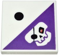 LEGO part Tile 2 x 2 with 1 Black Dot and Dark Purple Triangle with Skull with Eye Patch Pattern 3068pb0393