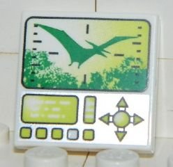 LEGO part Fliese 2 x 2 mit Pteranodon Dino Jagd Bildschirm, Tasten und Umschalter Muster (3068pb0428)