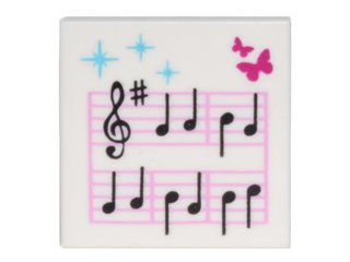 LEGO part Carreau 2 x 2 avec motif notes de musique et papillons (3068pb0589)