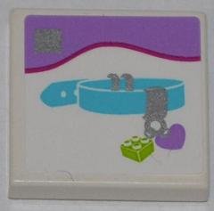 LEGO part Piastrella 2 x 2 con Motivo Collare Cane con Cuore e Mattone 2 x 2 (Adesivo) - Set 41007 (3068pb0749)
