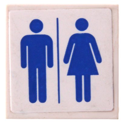 LEGO part Tile 2 x 2 with Blue Man and Woman Silhouettes (Unisex Restroom) Pattern (Sticker) - Set 60073 (3068pb0909)