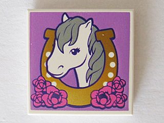 LEGO part Baldosa 2 x 2 con Patrón Cabeza Caballo Mirando a la Izquierda en Herradura y Flores (3068pb0992)