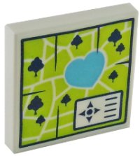 LEGO part Tile 2 x 2 with Map Heartlake Park Pattern 3068pb1135