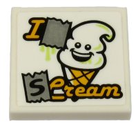 LEGO part Piastrella 2 x 2 con 'I S Cream' e Gelato con Volto Felice Disegno (Adesivo) - Set 70432 3068pb1308