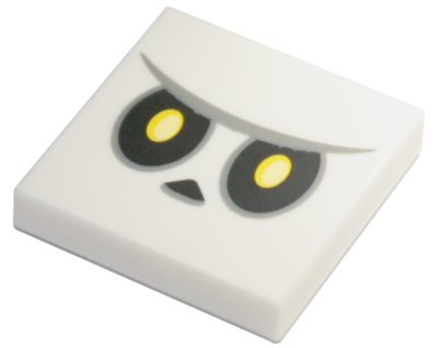 LEGO part Carreau 2 x 2 avec Yeux Noirs avec Pupilles Jaunes, Nez Triangulaire, motif Sourcil Gris Bleuté Foncé Unibrille (Visage Goomba Osselet Super Mario) (3068pb1504)