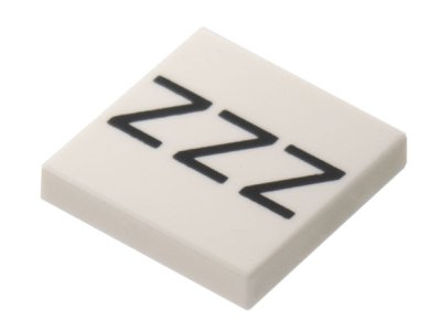 LEGO part Baldosa 2 x 2 with Black 'ZZZ' Pattern (3068pb1997)