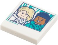 LEGO part Tile 2 x 2 with Polaroid Photo with Gwen Stacy and Miles Morales Minifigures Pattern 3068pb2695