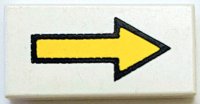 LEGO part Carrelage 1 x 2 with Arrow Long Yellow with Black Border Pattern 3069p06