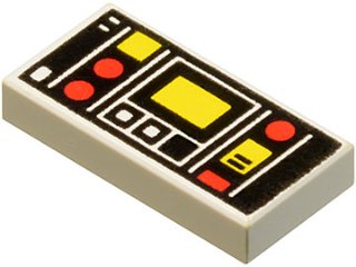 LEGO part Piastrella 1 x 2 con Controlli Rossi e Gialli e Due Strisce Bianche su Sinistra Motivo (3069p68)