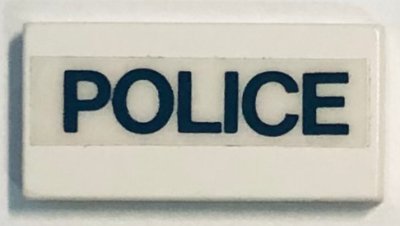 LEGO part Tile 1 x 2 with 'POLICE' Pattern (Sticker) - Set 6384 (3069pb0114)