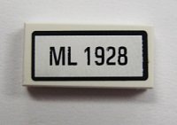 LEGO part Piastrella 1 x 2 with 'ML 1928' Pattern (Sticker) - Set 10219 3069pb0160