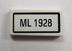 LEGO part Carreau 1 x 2 with 'ML 1928' Pattern (Sticker) - Set 10219 (3069pb0160)