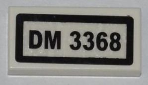 LEGO part Platte 1 x 2 mit 'DM 3368' Muster (Aufkleber) - Set 3368 (3069pb0200)