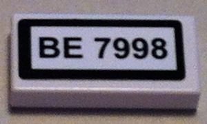 LEGO part Carreau 1 x 2 with 'BE 7998' Pattern (Sticker) - Set 7998 (3069pb0211)