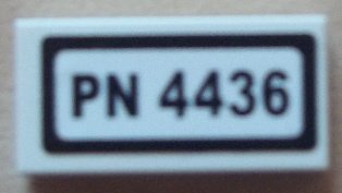LEGO part Carreau 1 x 2 with 'PN 4436' Pattern (Sticker) - Set 4436 (3069pb0223)