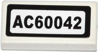 LEGO part Tile 1 x 2 with 'AC60042' Pattern (Sticker) - Set 60042 (3069pb0308)