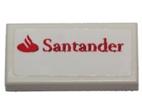 LEGO part Platte 1 x 2 mit Santander Logo Muster (Aufkleber) - Set 40190 3069pb0420