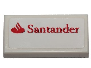 LEGO part Platte 1 x 2 mit Santander Logo Muster (Aufkleber) - Set 40190 (3069pb0420)