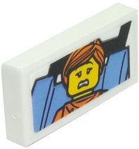 LEGO part Carreau 1 x 2 with Cautious Rider in Orange Hoodie Photo Pattern (Sticker) - Set 10261 3069pb0644