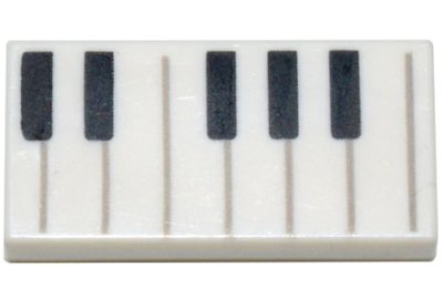 LEGO part Piastrella 1 x 2 con Motivo Tasti Pianoforte Neri e Bianchi (3069pb0761)