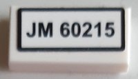 LEGO part Tile 1 x 2 with 'JM 60215' Pattern (Sticker) - Set 60215 3069pb1077