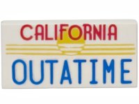 LEGO part Carreau 1 x 2 avec 'CALIFORNIA OUTATIME' Rouge et Bleu et Pattern Soleil Jaune 3069pb1457