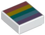 LEGO part Carreau 1 x 1 avec motif Rayures Arc-en-ciel Corail, Jaune, Bleu Turquoise Foncé, Bleu Azur Moyen et Lavande Moyen (3070pb133)