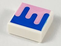 LEGO part Tile 1 x 1 with Blue and Bright Pink Splotch Pattern 3070pb145