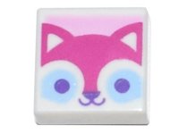 LEGO part Piastrella 1 x 1 con Motivo Faccia Gatto Magenta con Occhi Azzurro Chiaro Brillante e Viola Scuro su Sfondo Rosa Brillante 3070pb184