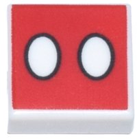 LEGO part Tile 1 x 1 with 2 Ovals on Red Background Pattern 3070pb254