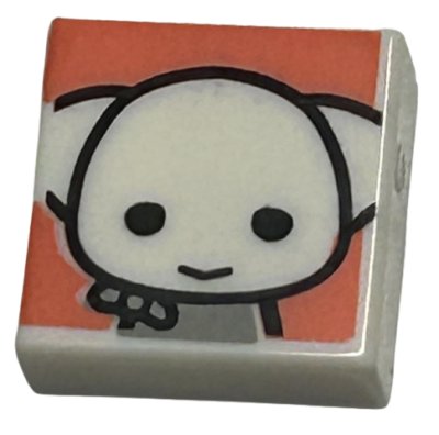 LEGO part Tile 1 x 1 with Elf Head with Smile on Coral Background Pattern (HP Dobby) (3070pb302)