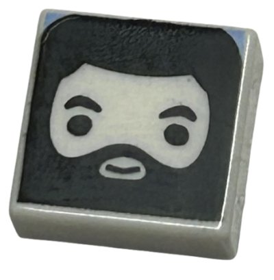 LEGO part Tile 1 x 1 with Male Head with Smile, Black Beard, Eyebrows, and Hair Pattern (HP Rubeus Hagrid) (3070pb306)